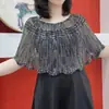 Nova Blusa Pulôver Fina de Seda Gelada Tricotada para Ar Condicionado, Xale Cheongsam, Proteção Solar de Verão, Estilo Ocidental, Renda, Versátil