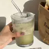 Vaso para Bebida Fría de Alto Valor de Color Vaso para Jugo de Frutas para Café con Tapa con Pajita Vidrio de Estilo Ins Vaso de Agua de Gran Capacidad