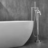 Bañera de piso de cobre grifo de agua fría y caliente lavabo de pedestal de barril de madera lado de baño cabezal de ducha independiente traje