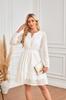 Vestido de Manga Larga con Escote en V, Corte Cut-Out, Bordado y Plisado - Estilo Caliente de Amazon para Exportación Transfronteriza de Ropa de Mujer Europea y Americana 2024