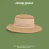 Sombrero de Paja Francés Retro de Copa Plana para Mujer, Sombrero de Sol de Vacaciones de Gama Alta para Verano, Sombrero Casual, Sombrero de Sol Transpirable para la Costa