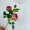 Flores Artificiales de Rosa de Seda con Tres Cabezas, Rosa Luna de Otoño para Fotografía de Boda, Arreglo Floral de Pasillo, Decoración de Arco, Arreglo Floral, Decoración del Hogar