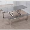 Mesa de jantar retangular para quatro ou seis funcionários Sala de jantar Aço inoxidável Banqueta suspensa Mesa de jantar rápida Lanche Mesa de restaurante e cadeira Economia