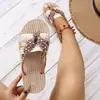 Popular en Sitios Web Independientes: Sandalias Planas Decoradas con Flores y Textura Tejida, Transpirables, Versátiles para Uso en Exteriores y Playa, Sandalias para Mujer Transfronterizas