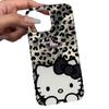 Funda Hello Kitty con estampado de leopardo para iPhone16promax 11 para Apple 14 animación iPhoneXR/X