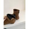 Botas Chelsea Curtas de Camurça com Aumento Interno de Altura, Modelo Outono 2025 com Zíper Traseiro, Botas Curtas com Bico Quadrado Afiado Pequeno para Mulheres