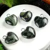 Piedra Natural Amatista Lapislázuli Lapislázuli 15 mm Colgante Borde de Amor Collar de Bricolaje Pendientes Accesorios de Joyería en Forma de Corazón