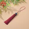 Colgante de borla para funda de teléfono estilo antiguo, borla de cloisonné con corona, borla de marcapáginas estilo chino hecha a mano, adorno colgante