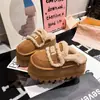 Sapatos Birkenstock de Solado Grosso Meias Pantufas Meia-Pata Forradas com Lã Calçados Externos Femininos Pantufas Peludas 2025 Novas Botas de Neve de Inverno Pantufas de Algodão