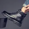 Nuevos Zapatos de Cuero para Primavera y Verano para Hombre Combinan con Todo Estilo Coreano Moda Británica Zapatos Trendy para Hombre Botas Martin de Negocios Zapatos Casuales con Cordones