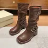 2026 Nuevas Botas Cortas Mate de Dos Vías Estilo Vintage Botas Vaqueras Western para Mujer, Nuevas Botas Martin Planas de Punta Redonda Otoño/Invierno