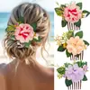 Peine para el cabello con flor de peonía de venta caliente transfronteriza de Hawái, Accesorios para el cabello estilo vacaciones en la playa junto al mar, Peine tridimensional de flor simulada para mujer