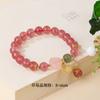 Pulsera de Cristal de Fresa Natural Estilo Chino Nuevo Cristal en Polvo Flor Pulsera de Jade Hetian Colgante Marca Fu Exquisita Joyería para Novia
