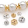 Colgante de Capullo de Flor Pequeña de Seis Pétalos Chapado en Oro de 18K, Plata Gruesa, Color Platino Conservador del Color, Accesorios de Joyería para Pulsera DIY