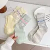 Calcetines Versátiles Rayados de Dopamina para Primavera y Verano, Calcetines de Moda Estilo Británico Fair Isle, Calcetines Juveniles de Media Pantorrilla para Primavera y Verano