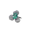 Anillo de Esmeralda Natural Transfronterizo Accesorios de Piedras Preciosas Nicho Gama Alta Joyería de Plata 925 6*8 Ventas Directas de Fábrica de Joyería