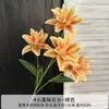 Flores Artificiales con 4 Lirios de Doble Pétalo, Flores Falsas para Celebraciones de Bodas, Accesorios para Montaje de Escenarios, Decoraciones Florales, Marcadores de Pasillo, Flores para Exteriores