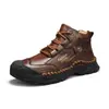 Sapatos Masculinos de Grande Tamanho Transfronteiriços Estilo Quente Cano Alto para Uso Externo Trabalho Deslocamento Casual Couro Antiderrapante Biqueira de Aço para Canteiro de Obras Tênis Esportivos Masculino