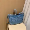 Bolsa de Ombro Vintage em Jeans Transfronteiriça, Bolsa de Ombro Versátil de Nicho para o Dia a Dia, Bolsa de Axila Casual de Alto Padrão de Comércio Exterior