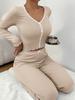 Amazon Temu Mais Vendido Tk Estilo Europeu e Americano Roupa de Dormir Pijama Manga Longa Calça Longa Slim Sexy Conjunto de Pijama de Renda