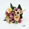 10 Flores de Crisantemo Rosa Rosa Artificial Margarita Estilo Europeo Arreglo Floral Decoración del Hogar Exhibición de Mesa Flor