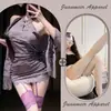 Sexy Qipao Nuevo Estilo Chino con Cuello Alto de Encaje y Cierre de Botones, Lencería Morada Picante de Chica Pura Deseo con Escote Halter, Vestido Bodycon para Mujer