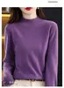 Suéter de malha feminino, camada base outono e inverno, suéter interno feminino, camada base de malha, suéter feminino de gola alta cruzada de manga longa