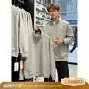 Sudadera blanca y gris con media cremallera para hombre, nueva colección primavera-otoño 2026, capa base de peso pesado para otoño e invierno, estilo casual americano con cuello de solapa