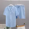 2024 nova camisa de manga curta conjunto verão solta casual algodão linho cardigã camisa em estoque atacado