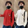 Y2280 # Camisa Térmica de Segunda Pele para Meninos Outono e Inverno 2025 Novo Estilo para Crianças Maiores, Camiseta com Gola Alta Parcial, Top Quente.