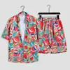 Hawaii Seaside Beach Holiday terno masculino solto plus size casal moda marca camisa de manga curta casual conjunto de duas peças