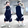 Conjunto de verano fino de manga corta para niños, estilo estudiante, nuevo y moderno, fresco, de dos piezas, ropa deportiva para niños mayores 2026