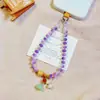 Corrente para celular com contas de ábaco multicoloridas e raiz de Bodhi, pingente de lótus da sorte estilo chinês, acessório de celular com clipe para meninas