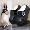 Pantuflas de verano para mujer para exteriores con diseño hueco, sandalias casuales de media zapatilla con plataforma de suela gruesa de 7 cm