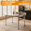 Mesa Plegable de Acero Inoxidable para Restaurante, Puesto de Comida al Aire Libre, Uso en Casa, Mesa Redonda Giratoria Portátil, Mesa Plegable Gruesa de Acero Inoxidable