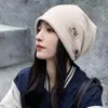 Gorro cálido para orejas de otoño e invierno para mujer, gorro a prueba de viento para posparto, gorro para clima frío que hace que la cara se vea más pequeña, gorro de lana tejido versátil