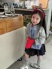 Conjunto de Estilo Preppy para Niñas Otoño Nuevo 25 Piezas Sudadera Casual Cárdigan Camisa de Cuadros con Lazo Falda Plisada Estilo Británico