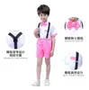 Traje de Disfraz Infantil 1 de Junio Pantalón de Tirantes para Niños y Niñas Uniforme Escolar de Jardín de Infancia Coro de Actuación Vestido de Lectura