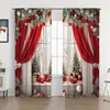 Cortinas con Estampado Digital de Escena Invernal Cálida Navideña Transfronteriza Decoración de Ventana para Hogar Cocina Café Cortinas de Ventana