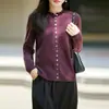 Novo cardigã de malha 100% lã pura para outono feminino, com gola semimalta, estilo casual solto, casaco versátil e simples