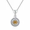 Collar Transfronterizo Europeo y Americano de Moissanita para Mujer, Colgante Redondo en Forma de Corazón, Cadena para Clavícula Versátil de Moda de Alta Gama en Plata de Ley S925