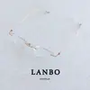 Armazón de Titanio Ultraligero 4.9g Gafas de Prescripción Ovaladas para Mujer, Estilo Crema, Cat-Eye Artístico Retro sin Armazón, Se Pueden Personalizar con Lentes de Prescripción