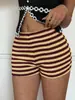 Pantalones de Ropa para Mujer Europeos y Americanos 2025 Amazon Transfronterizo Primavera y Verano Nueva Moda Rayas Chica Atrevida Cintura Baja Alta Elasticidad Pantalones Cortos para Mujer