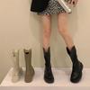 Moda Outono e Inverno Nova Versátil Botas Skinny de Salto Grosso Baixo 2021 Zíper Traseiro Forradas de Veludo Cano Médio Botas Martin Tendência