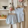 Estilo Japonés Retro Estilo Coreano Traje Rayado para Niños Unisex 2025 Niños y Niñas Conjunto Casual Suelto de Shorts y Chaleco