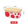 Caja Sellada de Cerámica al por Mayor Personalizada Caja para Conservación de Alimentos en el Hogar con Tapa de Madera Caja para Queso y Mantequilla Occidental Tarro de Mantequilla