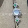 Pulseira de Jade Gelo de Alta Qualidade com Banhado a Prata e Luxuoso Cravejamento Total em Diamante, Pulseira em Formato de Cabaça, Joias de Jade Gelo de Alta Qualidade, Fonte de Suprimentos para Transmissão Ao Vivo