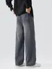 Ropa de Hombre Fengshe / Otoño-Invierno 2026 Nuevos Pantalones Casuales para Hombre de Imitación de Piel de Vaca Estilo Americano Sueltos de Cintura con Lazo Pierna Recta Largos