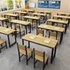Escritorios y Sillas para Estudiantes de Primaria y Secundaria Combinación Mesa Larga Color Clase de Tutoría Individual y Doble Mesa de Entrenamiento de Doble Capa