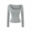 Diseño Estilo Chica Caliente, de un solo hombro, que expone la clavícula, camiseta de manga larga para mujer, nuevo estilo de otoño, corte ajustado, top para capas interiores adelgazante